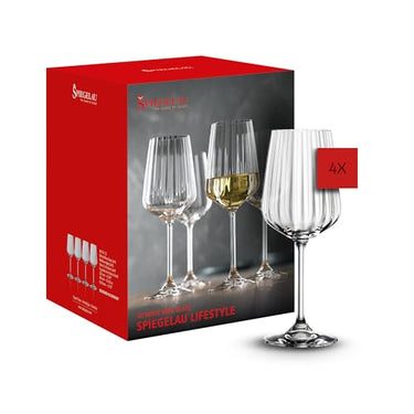 Spiegelau Weißweingläser 4er Set, 440 ml, LifeStyle, 4450172, Weinglas aus Kristallglas, spülmaschinenfest, Klar im Sale